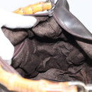 GUCCI Bamboo Shoulder Bag Nylon Khaki Silver 000 0531 Auth 160496-17