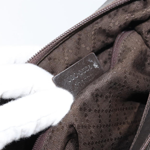 GUCCI Bamboo Shoulder Bag Nylon Khaki Silver 000 0531 Auth 160496