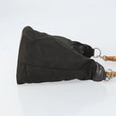 GUCCI Bamboo Shoulder Bag Nylon Khaki Silver 000 0531 Auth 160496-4