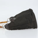 GUCCI Bamboo Shoulder Bag Nylon Khaki Silver 000 0531 Auth 160496-5