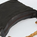 GUCCI Bamboo Shoulder Bag Nylon Khaki Silver 000 0531 Auth 160496-6