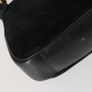 GUCCI Bamboe Handtas Suède Leer 2-weg Zwart Goud 0013754 Origineel 160497-17