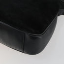 GUCCI Bamboe Handtas Suède Leer 2-weg Zwart Goud 0013754 Origineel 160497-18