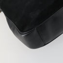 GUCCI Bamboe Handtas Suède Leer 2-weg Zwart Goud 0013754 Origineel 160497-9