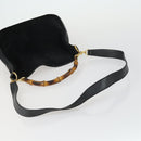 GUCCI Bamboe Handtas Suède Leer 2-weg Zwart Goud 0013754 Origineel 160497-7