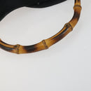 GUCCI Bamboe Handtas Suède Leer 2-weg Zwart Goud 0013754 Origineel 160497-8