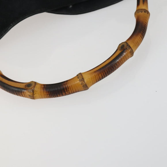 GUCCI Bamboe Handtas Suède Leer 2-weg Zwart Goud 0013754 Origineel 160497
