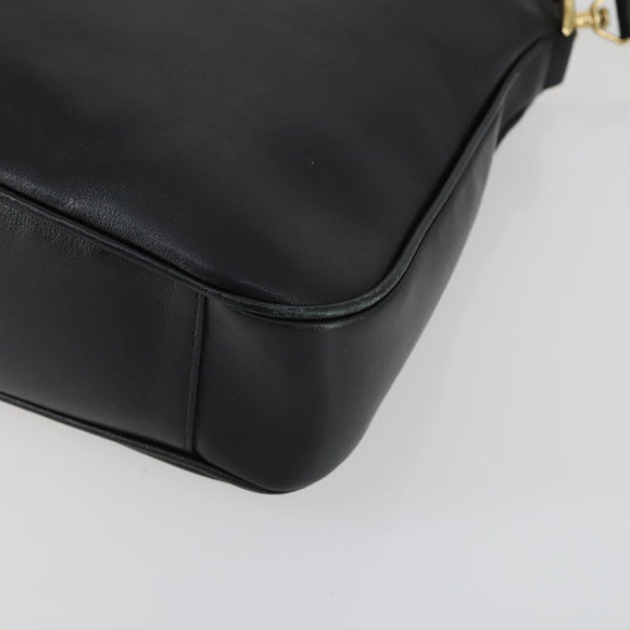 GUCCI Bamboo Hand Bag Leather 2way Black Gold 001 2123 1638 Auth 160499