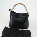 GUCCI Bamboo Hand Bag Leather 2way Black Gold 001 2123 1638 Auth 160499-12