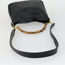 GUCCI Bamboo Hand Bag Leather 2way Black Gold 001 2123 1638 Auth 160499-7