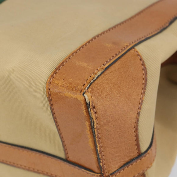 GUCCI Web Sherry Line Boston Bag Canvas Beige Gold Auth 160502