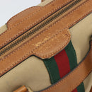 GUCCI Web Sherry Line Boston Bag Canvas Beige Gold Auth 160502-15