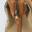 GUCCI Web Sherry Line Boston Bag Canvas Beige Gold Auth 160502-16