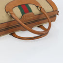 GUCCI Web Sherry Line Boston Bag Canvas Beige Gold Auth 160502-7