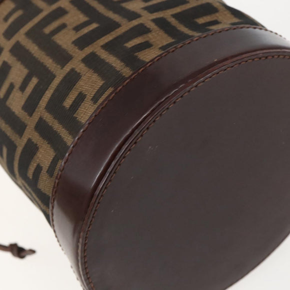 FENDI Zucca Canvas Hand Bag Black Brown Auth 160504A