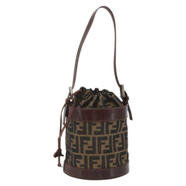 FENDI Zucca Canvas Hand Bag Black Brown Auth 160504A - 0