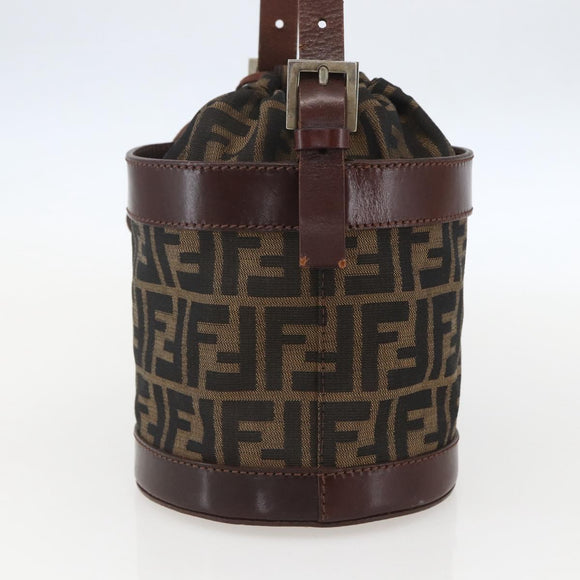 FENDI Zucca Canvas Hand Bag Black Brown Auth 160504A