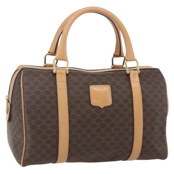 CELINE Macadam Canvas Boston Bag PVC Leather Brown Gold Auth 160506