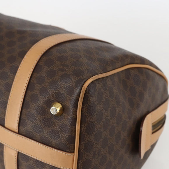 CELINE Macadam Canvas Boston Bag PVC Leather Brown Gold Auth 160506