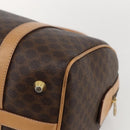 CELINE Macadam Canvas Boston Bag PVC Leather Brown Gold Auth 160506-12
