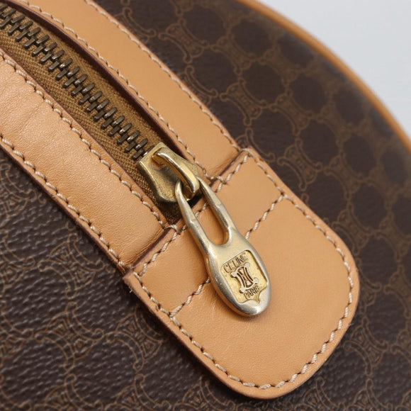 CELINE Macadam Canvas Boston Bag PVC Leather Brown Gold Auth 160506