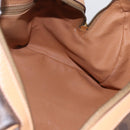 CELINE Macadam Canvas Boston Bag PVC Leather Brown Gold Auth 160506-18