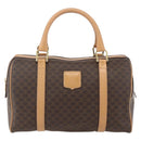 CELINE Macadam Canvas Boston Bag PVC Leather Brown Gold Auth 160506-2