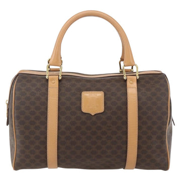 CELINE Macadam Canvas Boston Bag PVC Leather Brown Gold Auth 160506 - 0