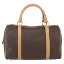 CELINE Macadam Canvas Boston Bag PVC Leather Brown Gold Auth 160506-3