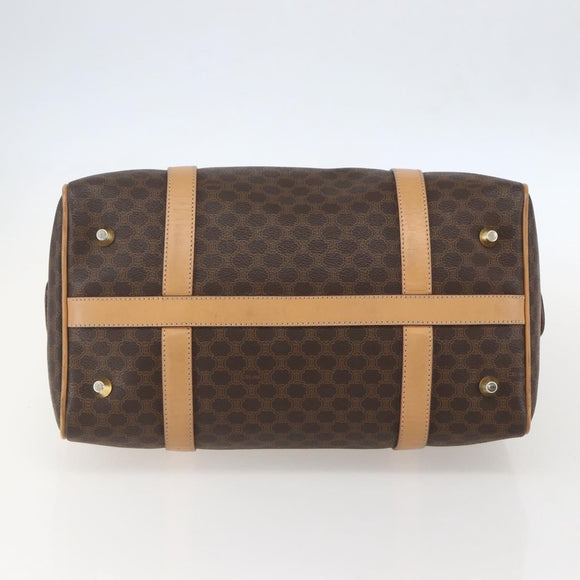 CELINE Macadam Canvas Boston Bag PVC Leather Brown Gold Auth 160506