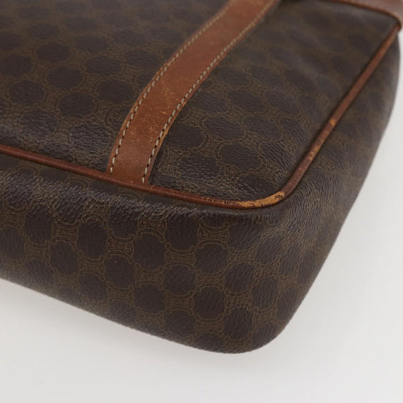 CELINE Macadam Canvas Tote Bag PVC Leather Brown Gold Auth 160508