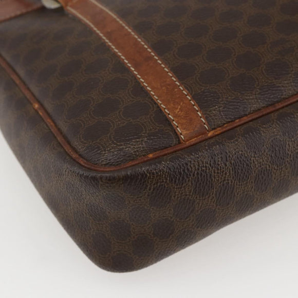 CELINE Macadam Canvas Tote Bag PVC Leather Brown Gold Auth 160508