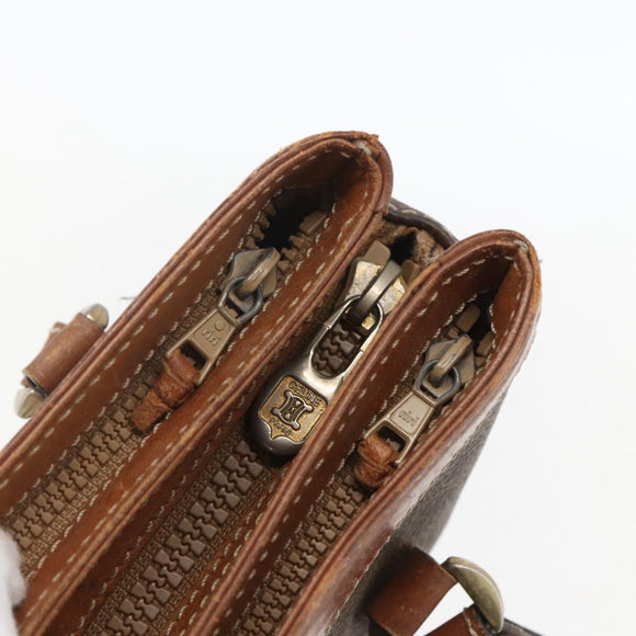 CELINE Macadam Canvas Tote Bag PVC Leather Brown Gold Auth 160508