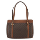 CELINE Macadam Canvas Tote Bag PVC Leather Brown Gold Auth 160508-3