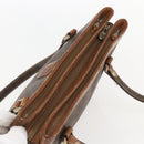CELINE Macadam Canvas Tote Bag PVC Leather Brown Gold Auth 160508-6