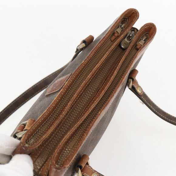 CELINE Macadam Canvas Tote Bag PVC Leather Brown Gold Auth 160508