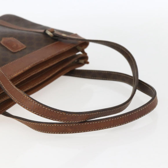 CELINE Macadam Canvas Tote Bag PVC Leather Brown Gold Auth 160508