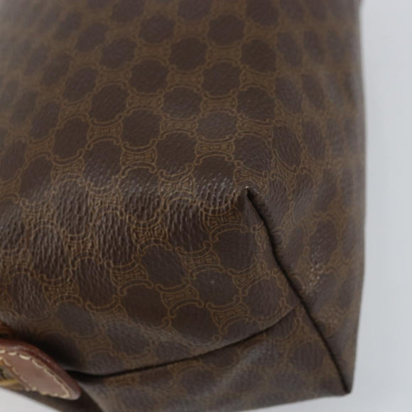 CELINE Macadam Canvas Clutch Bag PVC Leather Brown Gold Auth 160509