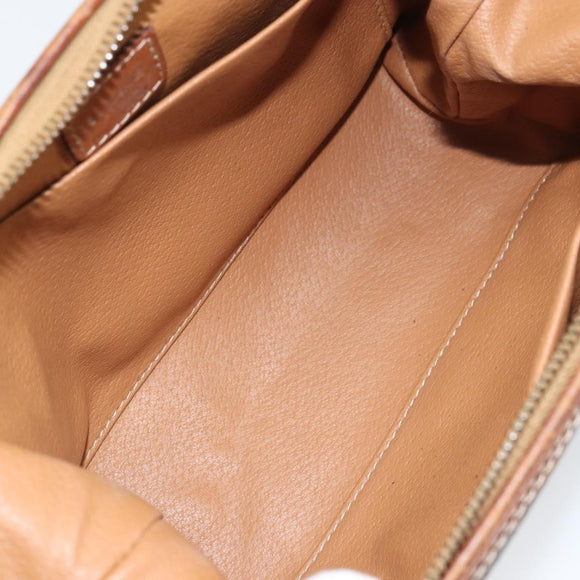 CELINE Macadam Canvas Clutch Bag PVC Leather Brown Gold Auth 160509