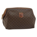 CELINE Macadam Canvas Clutch Bag PVC Leather Brown Gold Auth 160509-1