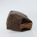 CELINE Macadam Canvas Clutch Bag PVC Leather Brown Gold Auth 160509-3