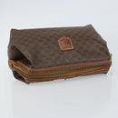 CELINE Macadam Canvas Clutch Bag PVC Leather Brown Gold Auth 160509-5