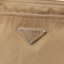 PRADA Shoulder Bag Nylon Beige Silver Auth 160510-17