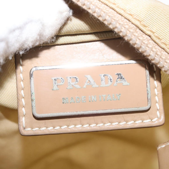 PRADA Shoulder Bag Nylon Beige Silver Auth 160510