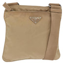 PRADA Shoulder Bag Nylon Beige Silver Auth 160510-1