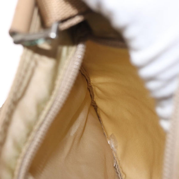 PRADA Shoulder Bag Nylon Beige Silver Auth 160510