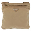 PRADA Shoulder Bag Nylon Beige Silver Auth 160510-13