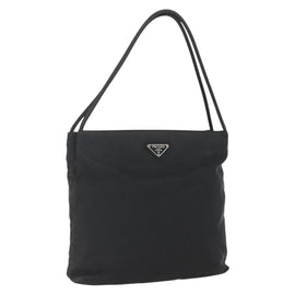 PRADA Tote Bag Nylon Black Silver Auth 160511
