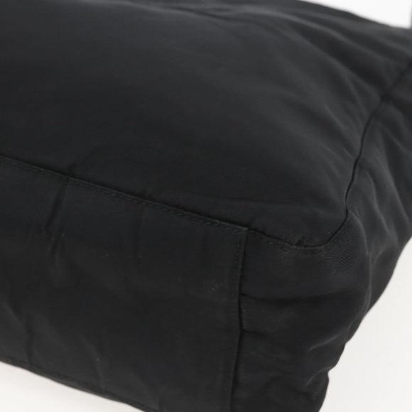 PRADA Tote Bag Nylon Black Silver Auth 160513