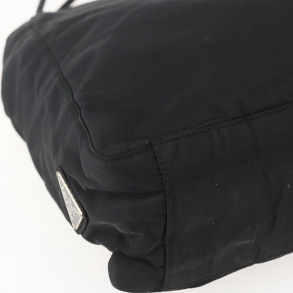 PRADA Tote Bag Nylon Black Silver Auth 160513